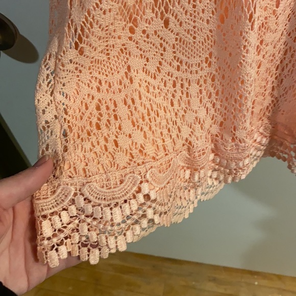 Coral pink lace 3/4 length sleeve dress - Picture 2 of 3